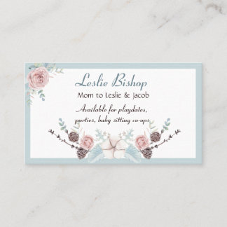 Pretty Pink Roses Mummy Networking Calling Card
