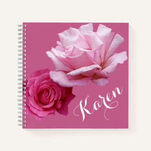 Pretty pink roses name Karen beautiful floral Notebook