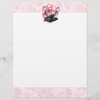 Pretty  Pink Roses on Rosy Background