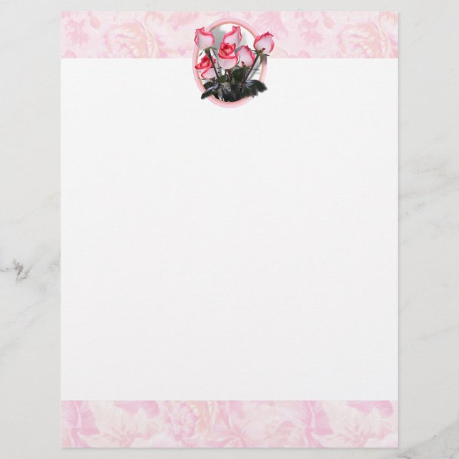Pretty  Pink Roses on Rosy Background (Front)