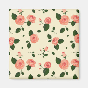 Pretty Pink Roses Pastel Pink Pattern Magnet