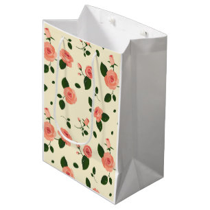 Pretty Pink Roses Pastel Pink Pattern Medium Gift Bag