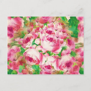 Pretty Pink Roses Postcard