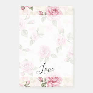 Pretty Pink Roses Romantic Love Post-it Notes