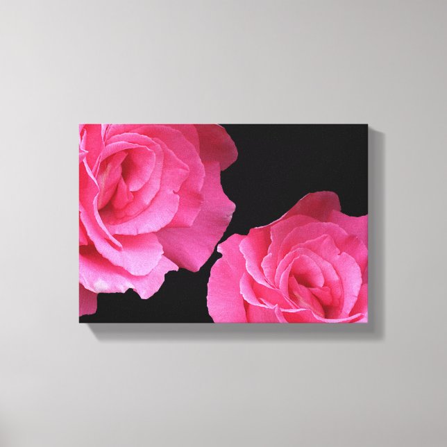 Pretty pink roses simple modern floral fine art canvas print (Front)