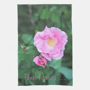 Pretty Pink Roses Tea Towel