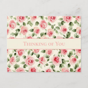 Pretty Pink Roses Thinking of You Postcard