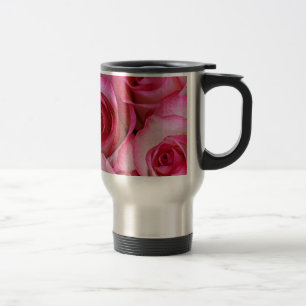 Pretty pink roses travel mug