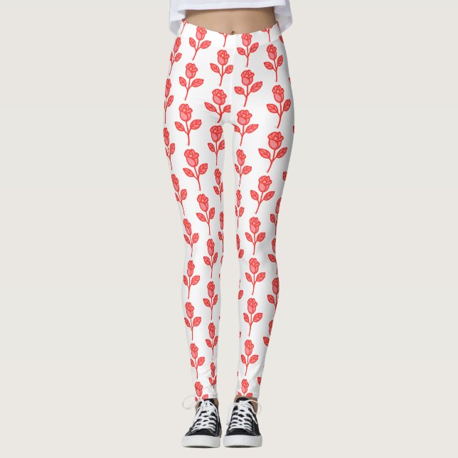 Pretty Pink Roses Trendy Leggings (Front)