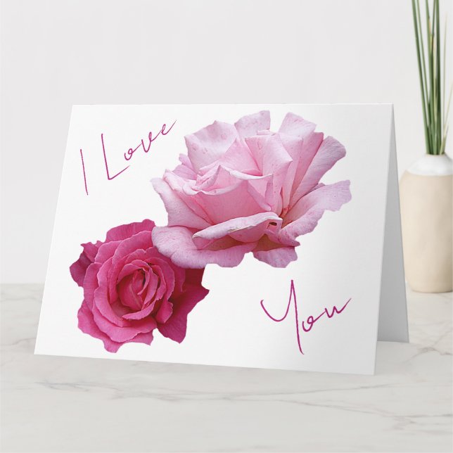 Pretty pink roses Valentine love beautiful floral Card (Front)