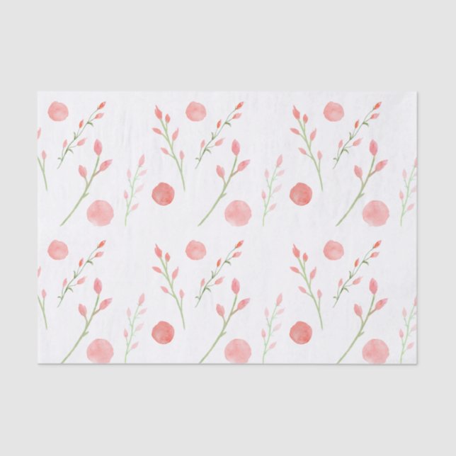 Pretty Pink Roses Watercolor Floral Tissue Paper (Front)