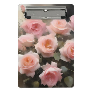 Pretty pink roses watercolor painting mini clipboard