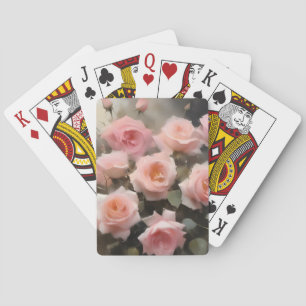 Pretty pink roses watercolor painting playing cards