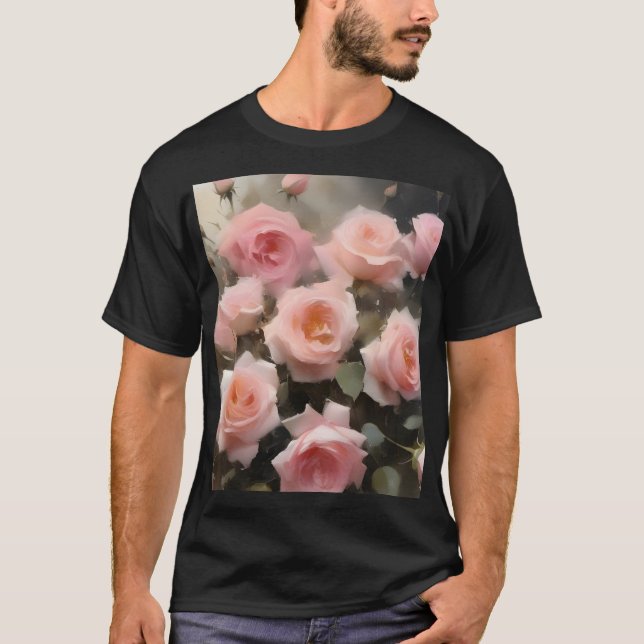 Pretty pink roses watercolor painting T-Shirt (Front)