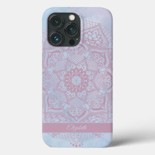 Pretty Pink Sacred Lotus Flower Blossom Mandala  iPhone 13 Pro Case