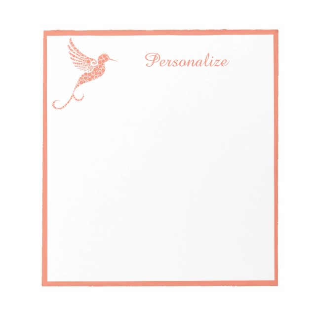 Pretty Pink Salmon Hummingbird Personalised  Notepad (Front)