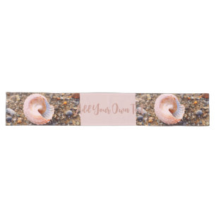 Pretty Pink Sea Shell on the Stony Beach Custom Long Table Runner