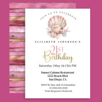 Pretty Pink Seashell and Pearls 21st Birthday