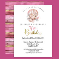 Pretty Pink Seashell and Pearls 70th Birthday