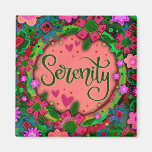 Pretty Pink Serenity Fun Floral Modern Inspirivity Magnet