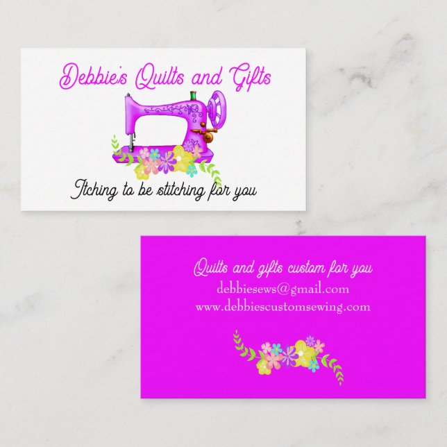 Pretty Pink Sewing Machine Business Card (Front/Back)