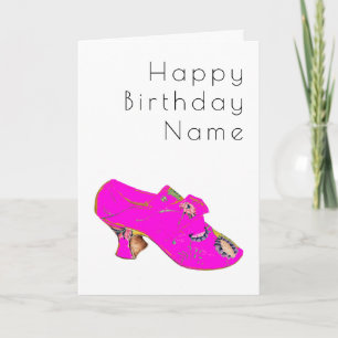 Pretty Pink Shoe Art Deco Birthday Card