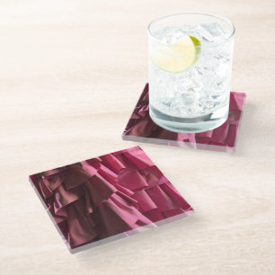 Pretty Pink Silk Ruffles Pattern Coaster