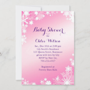 Pretty Pink Snowflakes Baby Shower Invitation
