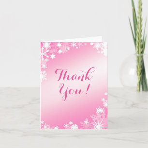 Pretty Pink Snowflakes Thank You Card