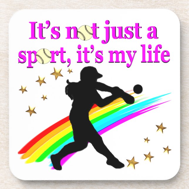 PRETTY PINK SOFTBALL IS MY LIFE DESIGN COASTER (Front)