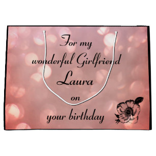 Pretty pink sparkle Girlfriend Birthday Large Gift Bag