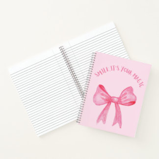 Pretty pink spiral notebook with a bow