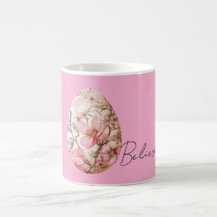 Pretty Pink Spring Flowers Easter Egg Coffee Mug