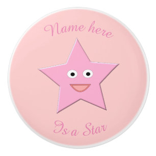 Pretty Pink Star Custom Ceramic Knob