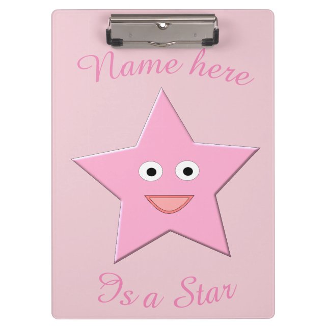 Pretty Pink Star Custom Clipboard (Front)
