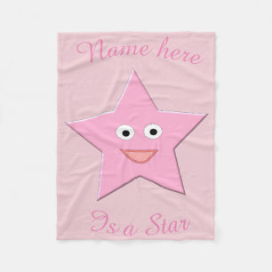 Pretty Pink Star Custom Fleece Blanket