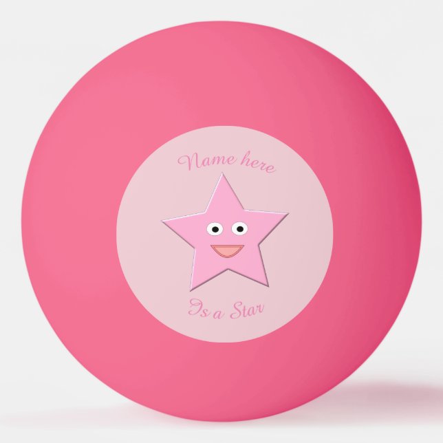 Pretty Pink Star Custom Ping Pong Ball (Front)