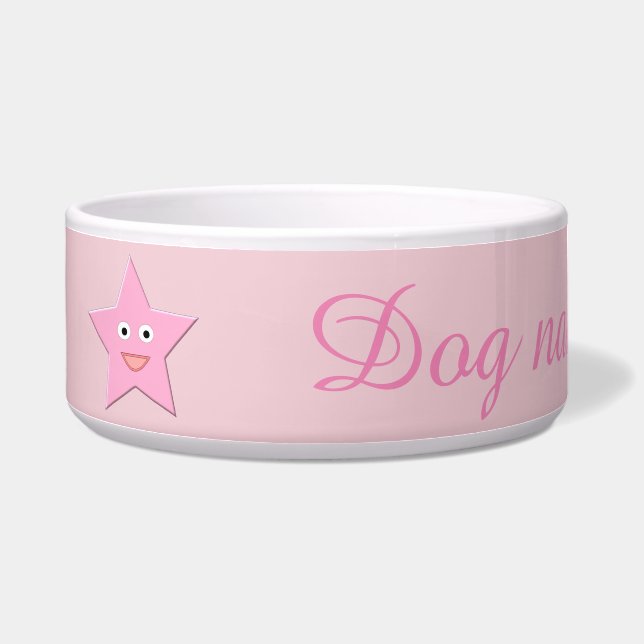 Pretty Pink Star Dog Bowl (Left)