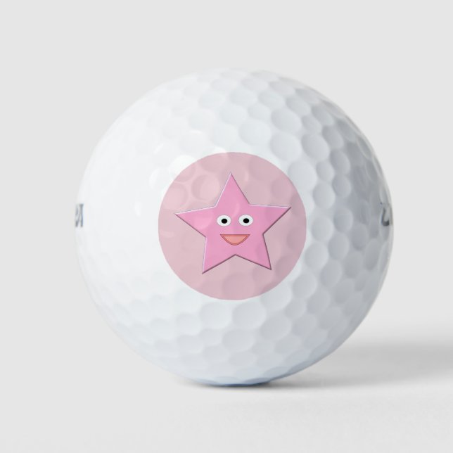 Pretty Pink Star Golf Ball (Front)