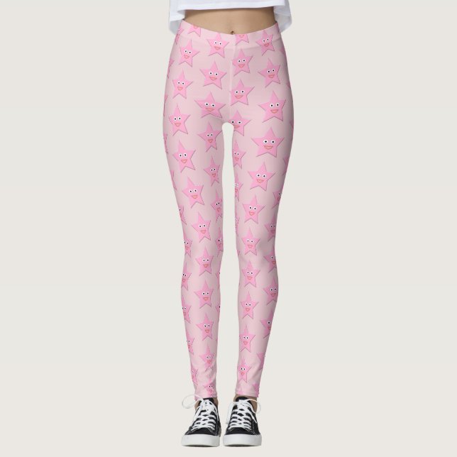 Pretty Pink Star Leggings (Front)