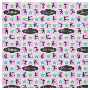 PRETTY PINK STAR PERSONALIZED GYMNASTICS FABRIC