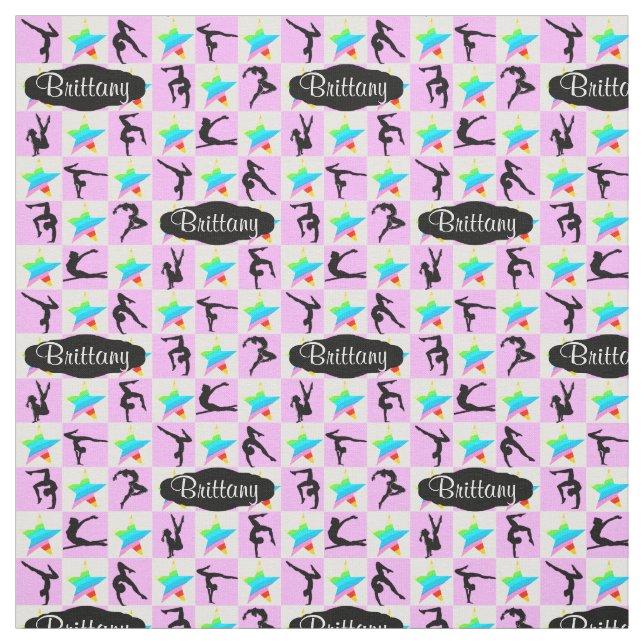 PRETTY PINK STAR PERSONALIZED GYMNASTICS FABRIC (Swatch)