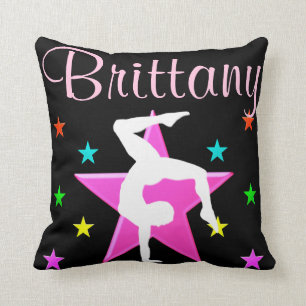 PRETTY PINK STAR PERSONALIZED GYMNASTICS PILLOW