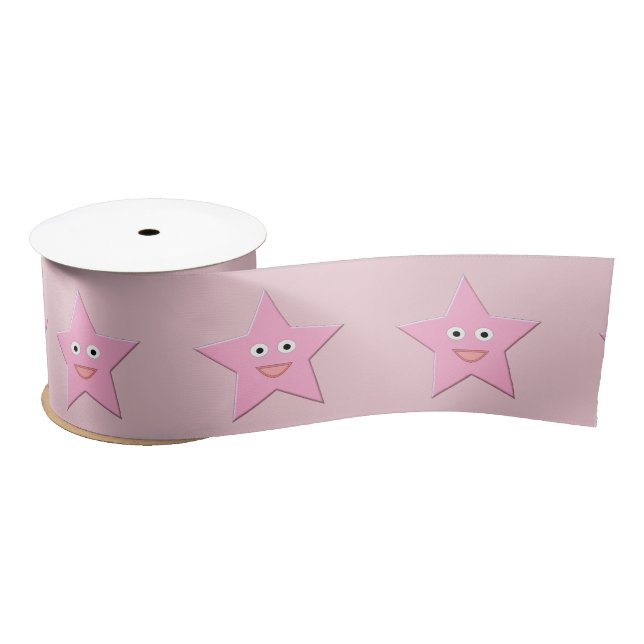 Pretty Pink Star Ribbon Satin Ribbon (Spool)
