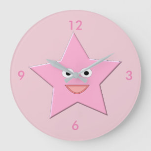 Pretty Pink Star Wall Clock
