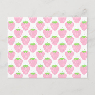 Pretty Pink Strawberry Pattern. Postcard