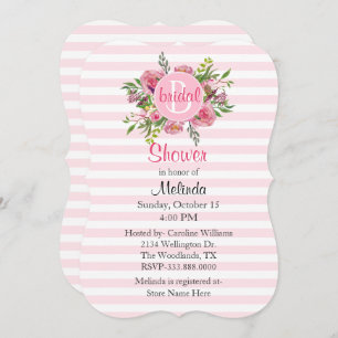 Pretty Pink Striped Bridal Shower Invitation