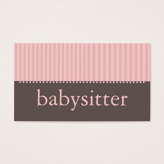 Pretty Pink Stripes Babysitting Business Card