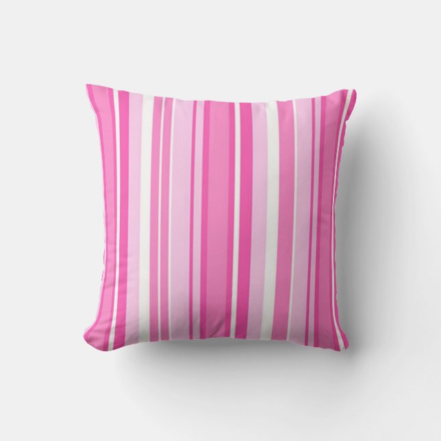 Pretty Pink Stripes Decorative Pillow (Front)