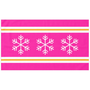 Pretty Pink Stripes Triple White Nordic Snowflakes Tablecloth